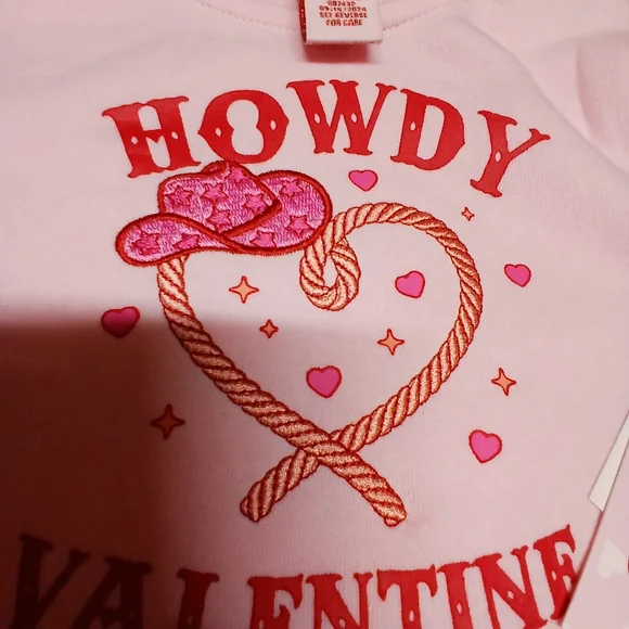Violet Skye Toddler Outfit Set | 3-Piece Pink “Howdy Valentine” Sweatshirt 4T - Picture 11 of 12